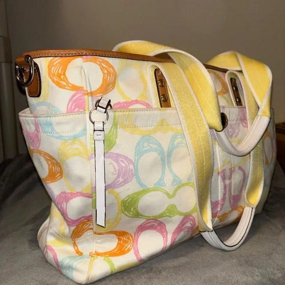 Coach Multicolor Coach Hampton Scribble Signature Tote Bag - Picture 3 of 14